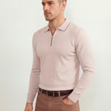 Men’s Long-Sleeve Striped Polo Shirt