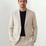 Men’s Double-Breasted Beige Two-Piece Suit