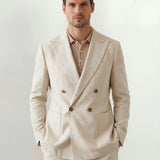 Double-Breasted Grey Checkered Two-Piece Suit