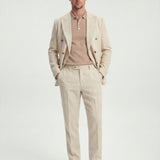 Men’s Double-Breasted Beige Two-Piece Suit