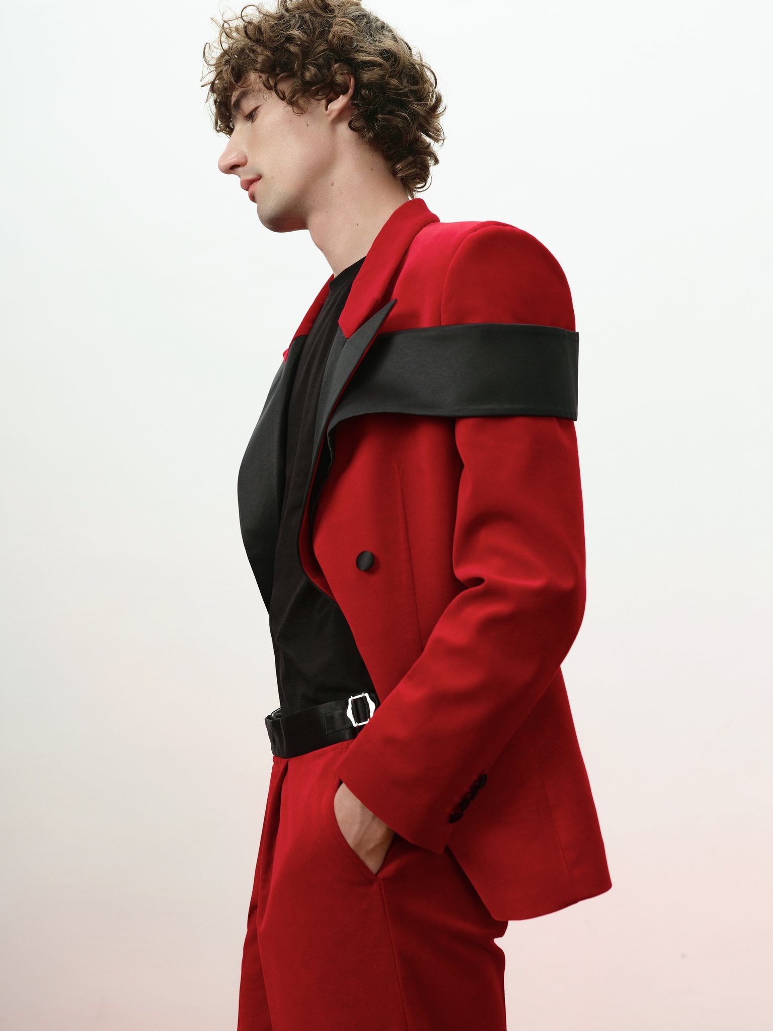 Чоловічий піджак червоний з чорним Andreas Moskin — фото 9