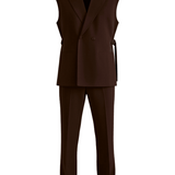 Men's dark brown wool suit with waistcoat